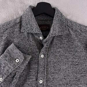 TOD'S Button‎ Down Shirt Mens Size Small Gray Italy Long Sleeve Virgin Wool